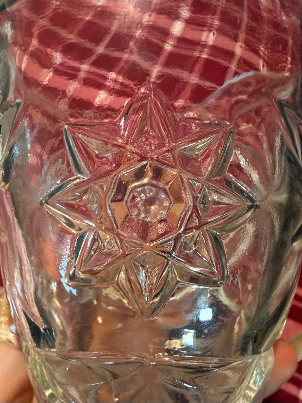 Vtg Anchor Hocking Star of David Glass Creamer Pitcher
